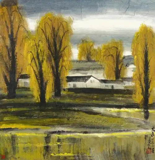 林风眠 秋色图 镜心 设色纸本作品欣赏