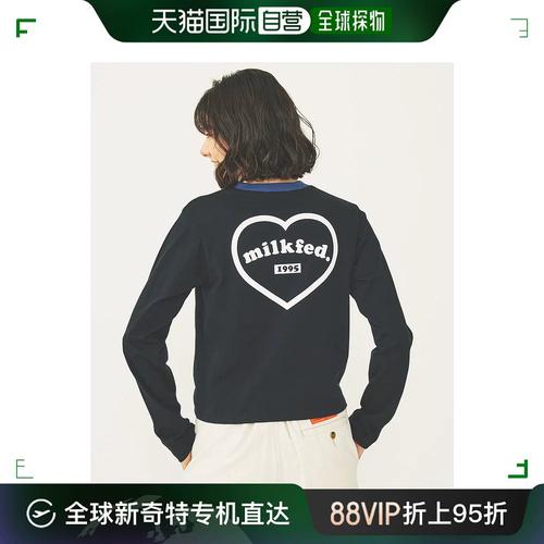 日本直邮milkfed 女士圆形心形标志长袖上衣 103243013007