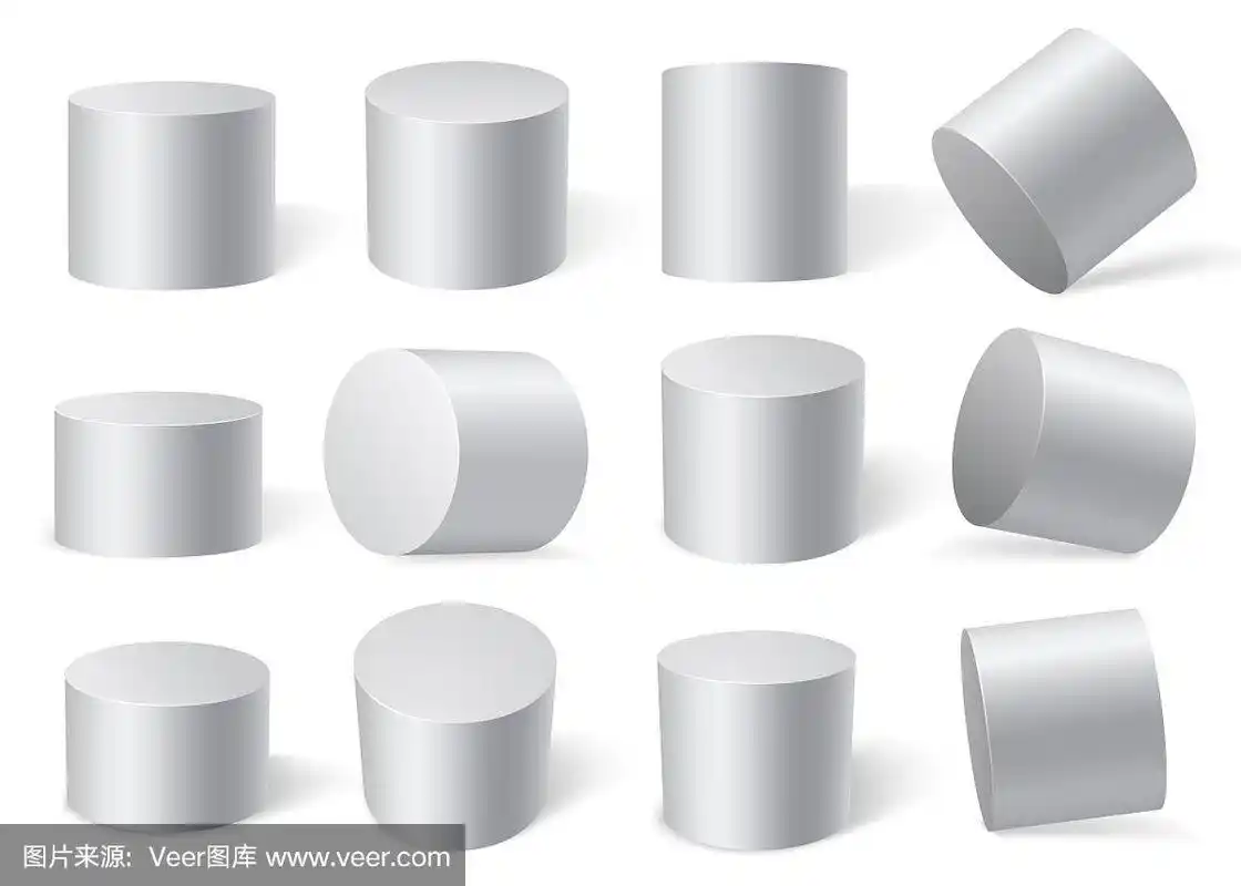 不同角度的白色圆柱体