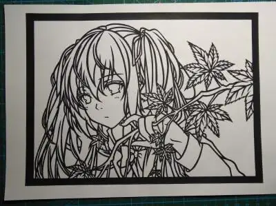 初音未来 动漫剪纸刻纸