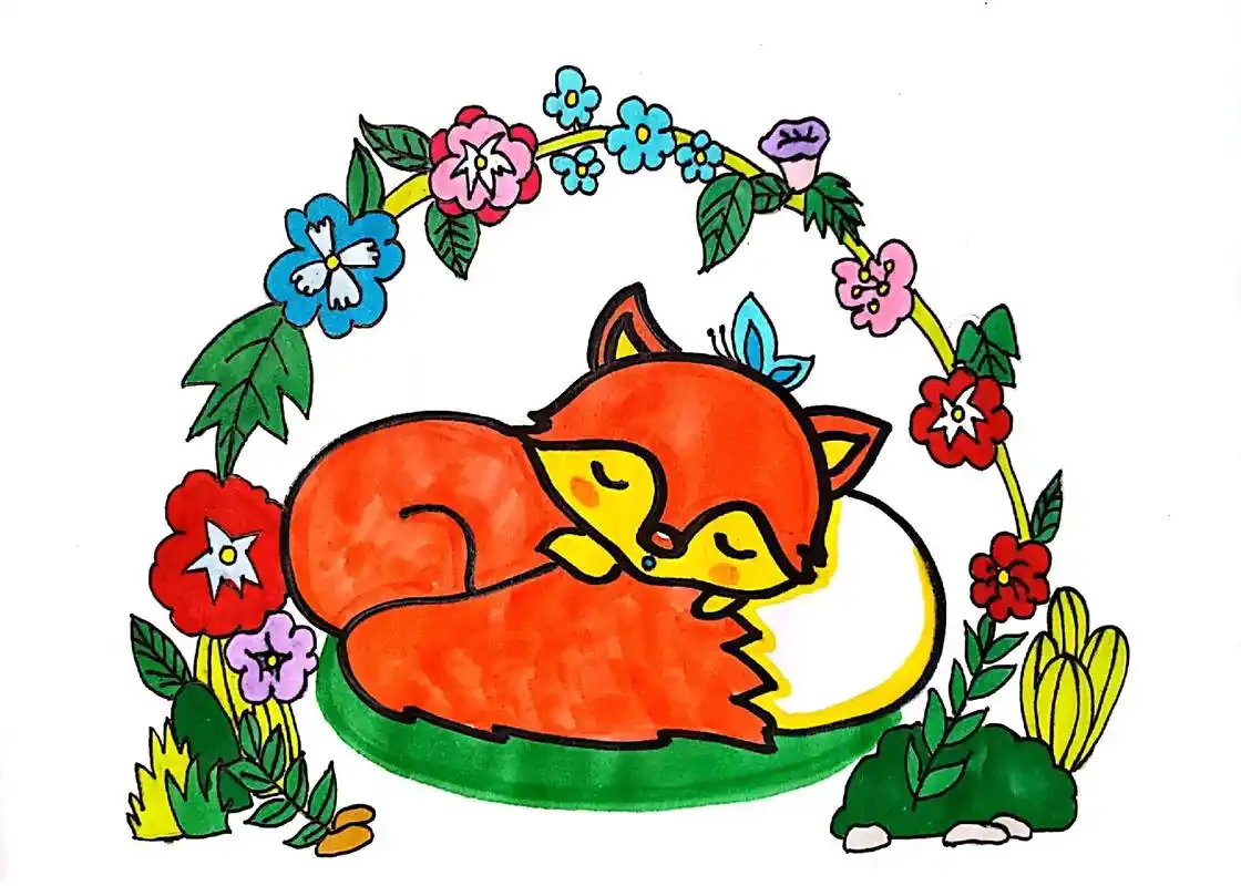 小狐狸 #儿童画 #一起学画画 #创意美术  - 抖音