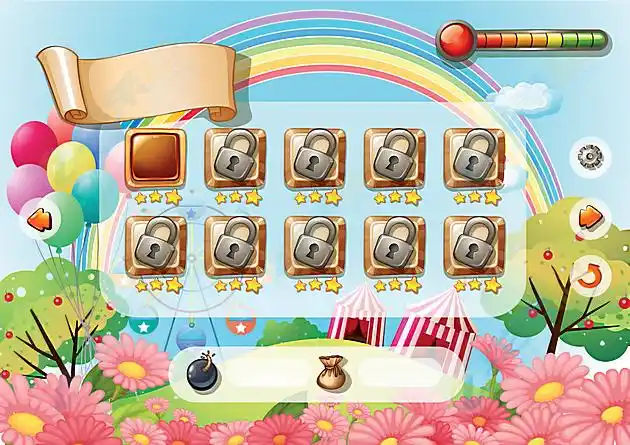 趣味卡通游戏界面背景矢量素材下载