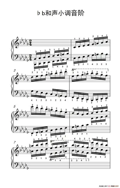71b和声小调音阶(中央音乐学院 钢琴(业余)考级教程 7-9级)