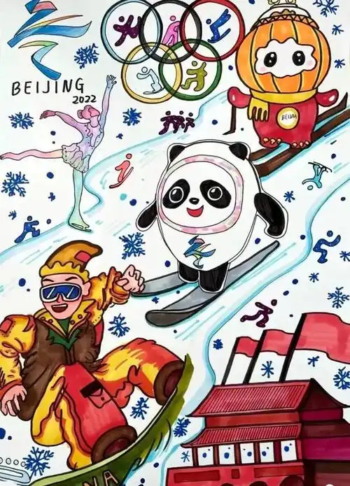素材精选46款冰墩墩雪容融冬奥主题画简单漂亮快来抄作业