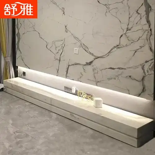 大理石电视柜爵士白轻奢欧式简约现代组合茶几小户型地台矮柜地柜