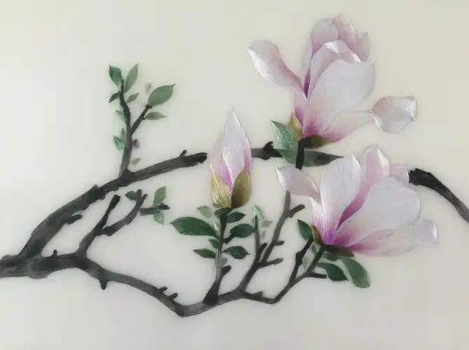 匠心苏绣《玉兰花》 精细真丝
