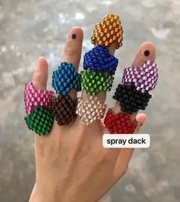 金属质感千禧未来小众设计师同款重工异形串珠米珠编织戒指