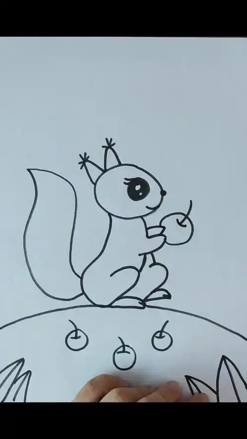 今天是吃苹果的小松鼠 简笔画 一学就会 学画画