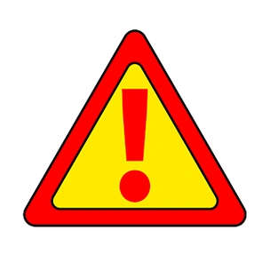 黄色三角形上的红色边框和感叹号交通标示