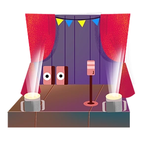 手绘聚光灯舞台插画