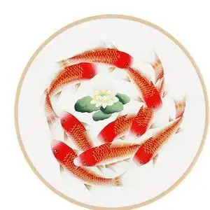 九鱼图风水招财十字绣墙贴画吉祥九尾鱼玄关画九条鱼装饰画i