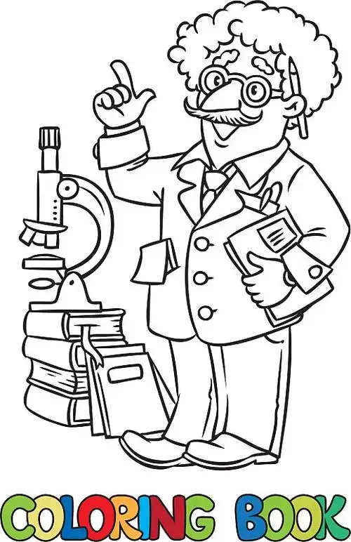 有趣的科学家或发明家的涂色书