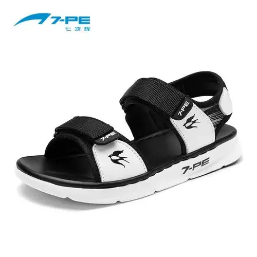 七波辉童鞋 2018夏季新款儿童凉鞋男童凉鞋中童时尚柔软透气凉鞋 黑白