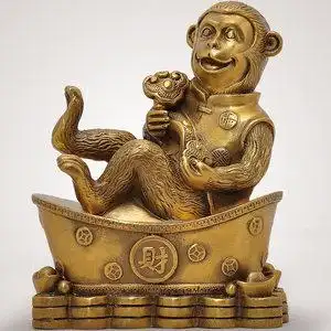 纯铜金猴招财十二生肖猴子摆件可爱招财家居客厅工艺品摆设