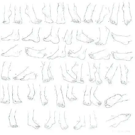 sai资源库# 【第11期】脚部的画法&参考,脚部的多角度画法参考,绘制