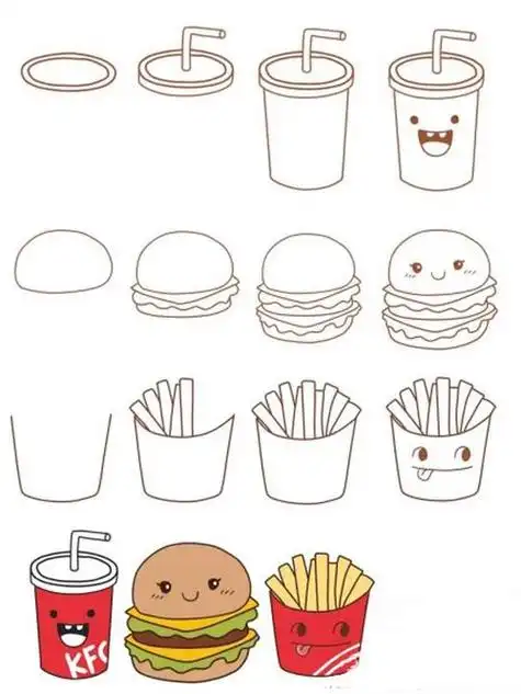 肯德基简笔画特辑这么可爱的零食你舍得吃吗肯德基简笔画特辑这么可爱