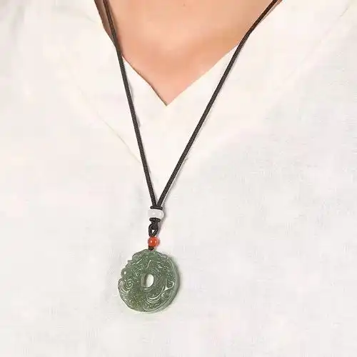 和田玉祥龙平安扣吊坠龙年本命年龙形项链雕刻男女情侣款玉佩玉坠
