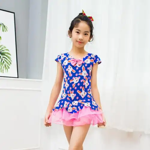 2018儿童泳衣可爱女孩大童宝宝亲子泳装韩国连体女童游泳衣银1827