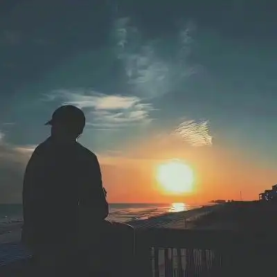 亲近大自然的男生背影头像图片