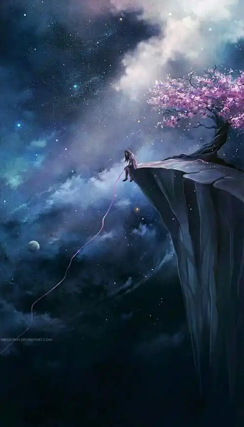 二次元中星空极光夜景星空星河星辰唯美璀璨神秘仙境插图壁纸