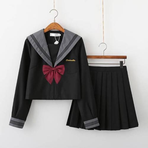 辛德瑞拉春款正统jk制服黑色水手服日系校服学院风中间服