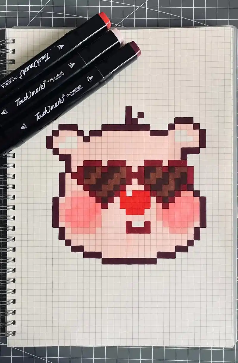 像素画教程:酷酷哒小海狸loopy.网格本规格:b5 马克笔 - 抖音