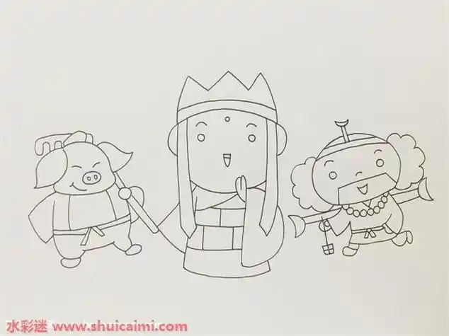 西游记里的师徒四人怎么画唐僧师徒简笔画简单易画彩色