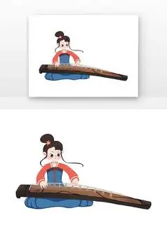古风美女弹古筝图