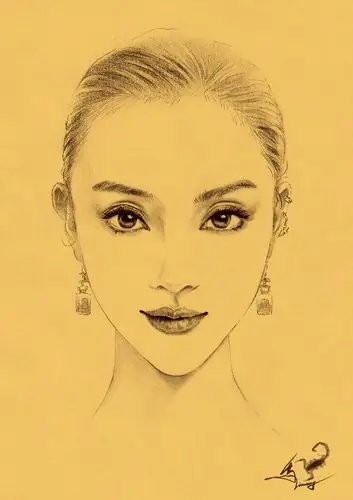 16幅彩铅女生素描头像