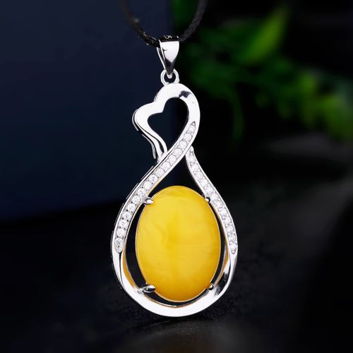 s925银吊坠空托椭圆形镶嵌绿松石南红蜜蜡琥珀项坠女款银托1318