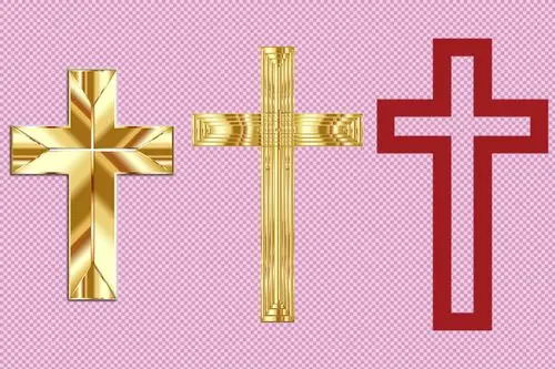 三个漂亮十字架免抠png透明图层素材