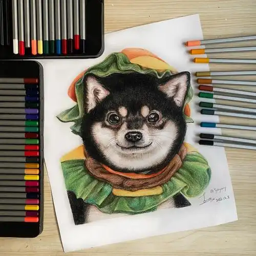 彩铅柴犬