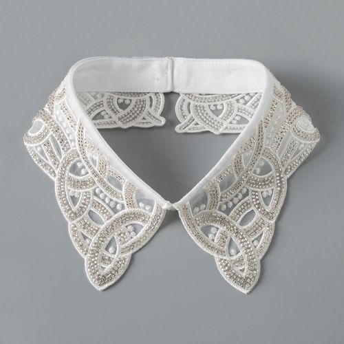 重工串珠假领子女减龄娃娃领韩版毛衣装饰领百搭蕾丝领衬衫假衣领