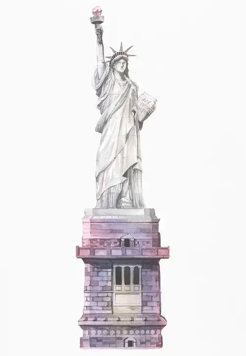 水彩画的自由女神像
