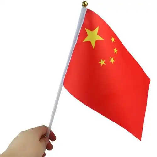 厂家批发带杆8号手摇小国旗小红旗14*21五星中国旗帜国庆节热卖