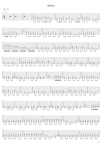 《饿狼传说》吉他谱