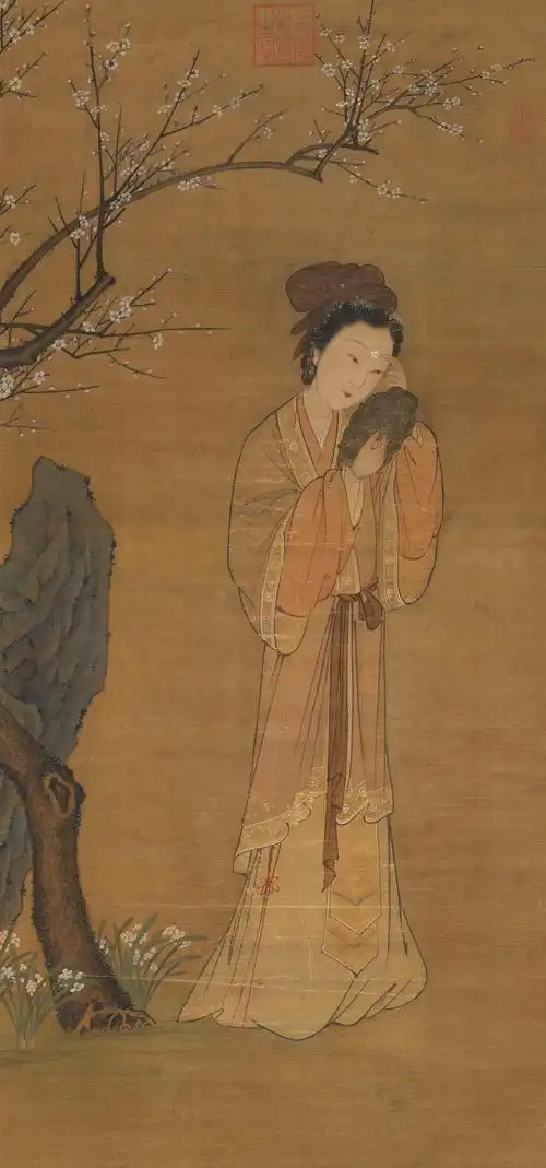 (旧传)元人 《画梅花仕女》轴 台北故宫博物院藏