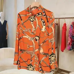 成衣秀高端定制爱马仕家同款真丝衬衫新款桑蚕丝上衣防晒夏季女装