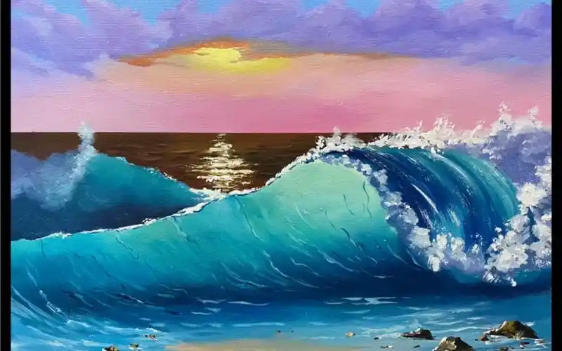 干货!海浪步骤图零基础小白入门丙烯油画风景画