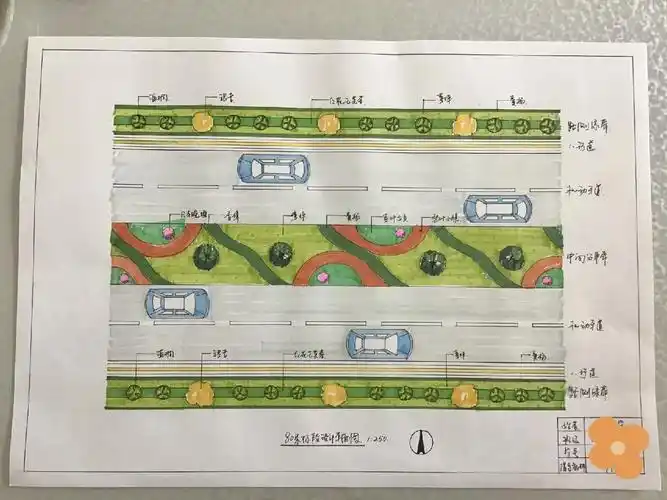 平面图 剖面图 植物配置表#景观设计  #环艺手绘  #环境艺术设计omg