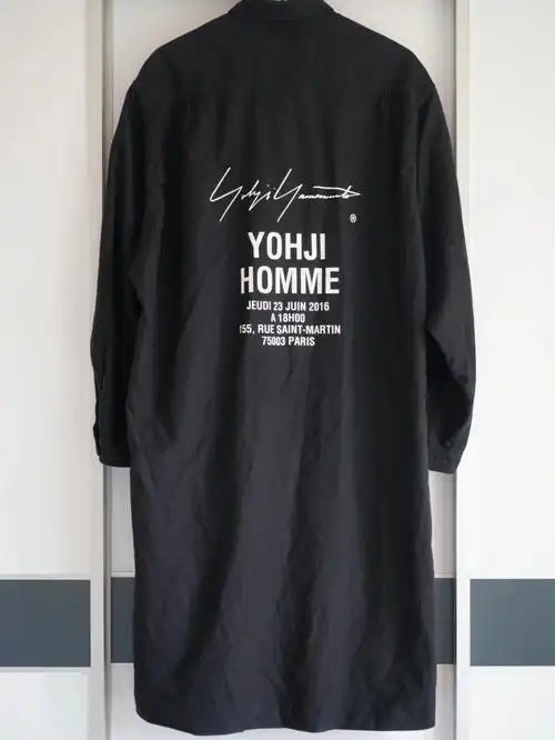 yohjiyamamoto17ss签名印花员工服衬衫