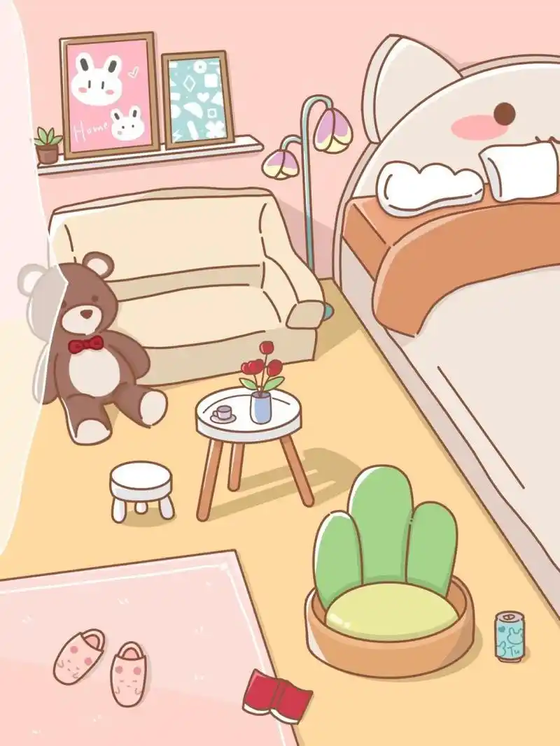 原创插画|可爱卧室房间简笔画 99内容:可可爱爱小房间 8215软件