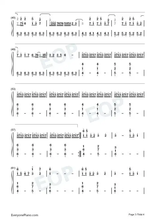 情书luvletterc调简单版双手简谱预览3