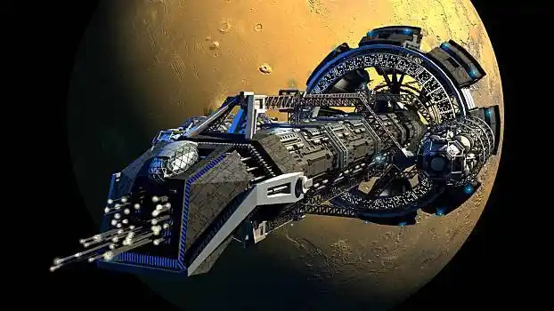 航天飞机,宇宙飞船,飞,靠近,火星,未来,太空旅行,科研,科幻,背景,美国