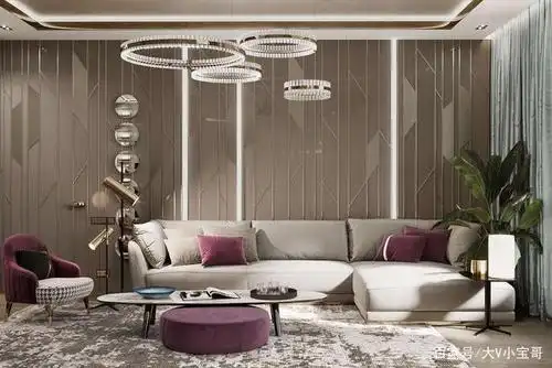 紫色加上高级灰,是不太常见的家居配色风格,紫色给人神秘感.
