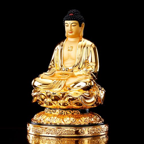 佛像台湾纯铜鎏金释迦牟尼家居佛堂供奉如来如来佛摆件