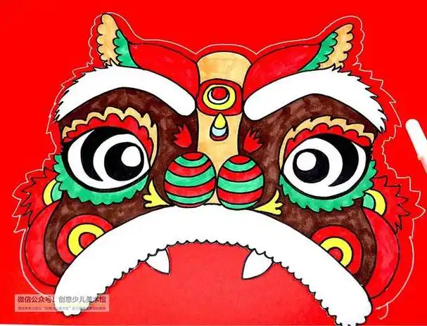 儿童画教程|新年舞狮