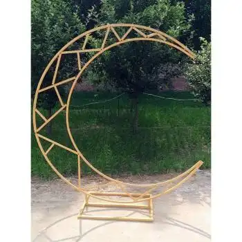 婚庆道具铁艺拱形门月亮门背景摆件t台舞台装饰场景布置 金色