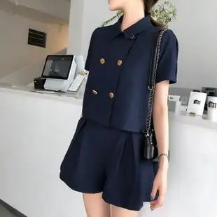 约会阔腿短裤套装女装韩版轻熟风小个子高腰显瘦气质两件套夏季