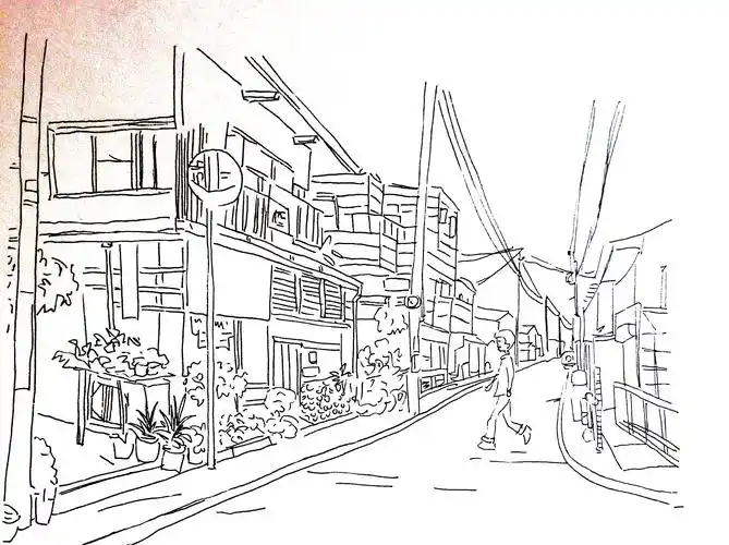 街景临摹线稿 | 假小甜瓜刘安安 - 练习作品 - 涂鸦王国插画